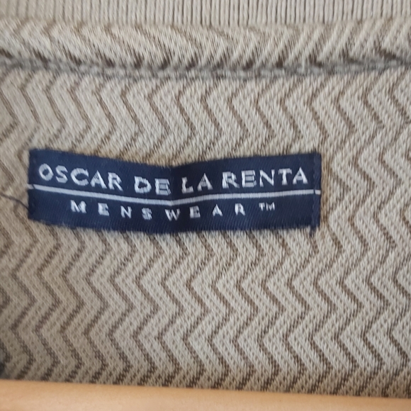 OSCAR DE LA RENTA MENSWEAR | Men's Long Sleeve Polo Shirt Tan - Picture 6 of 7